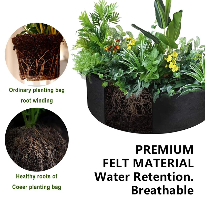 Felt Grow Bags 1pcs Round Rectangle Garden Bed Flower Planter Plants Vegetable Nursery Pot Planting Container Multi-Sizes