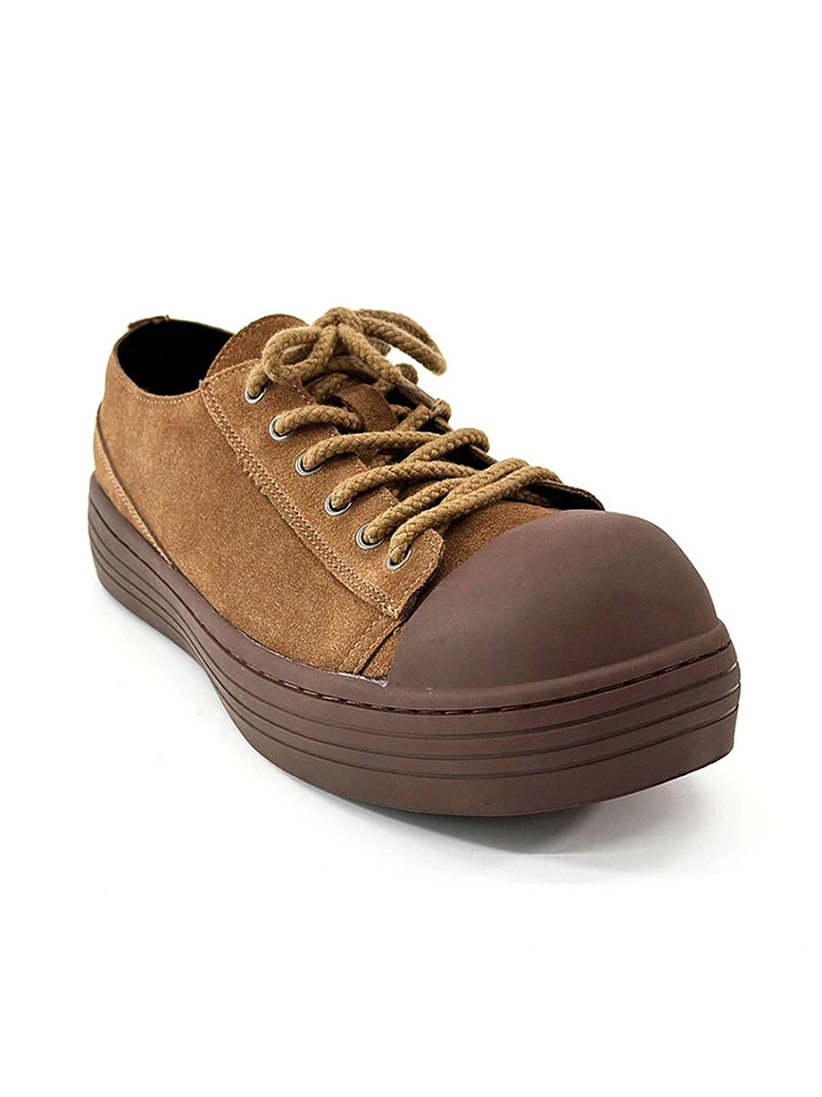 Retro luxury brand Man sneaker Genuine leather suede Big Head Sneakers Men's Shoes Oversized size 46 High Street ugly shoes 6