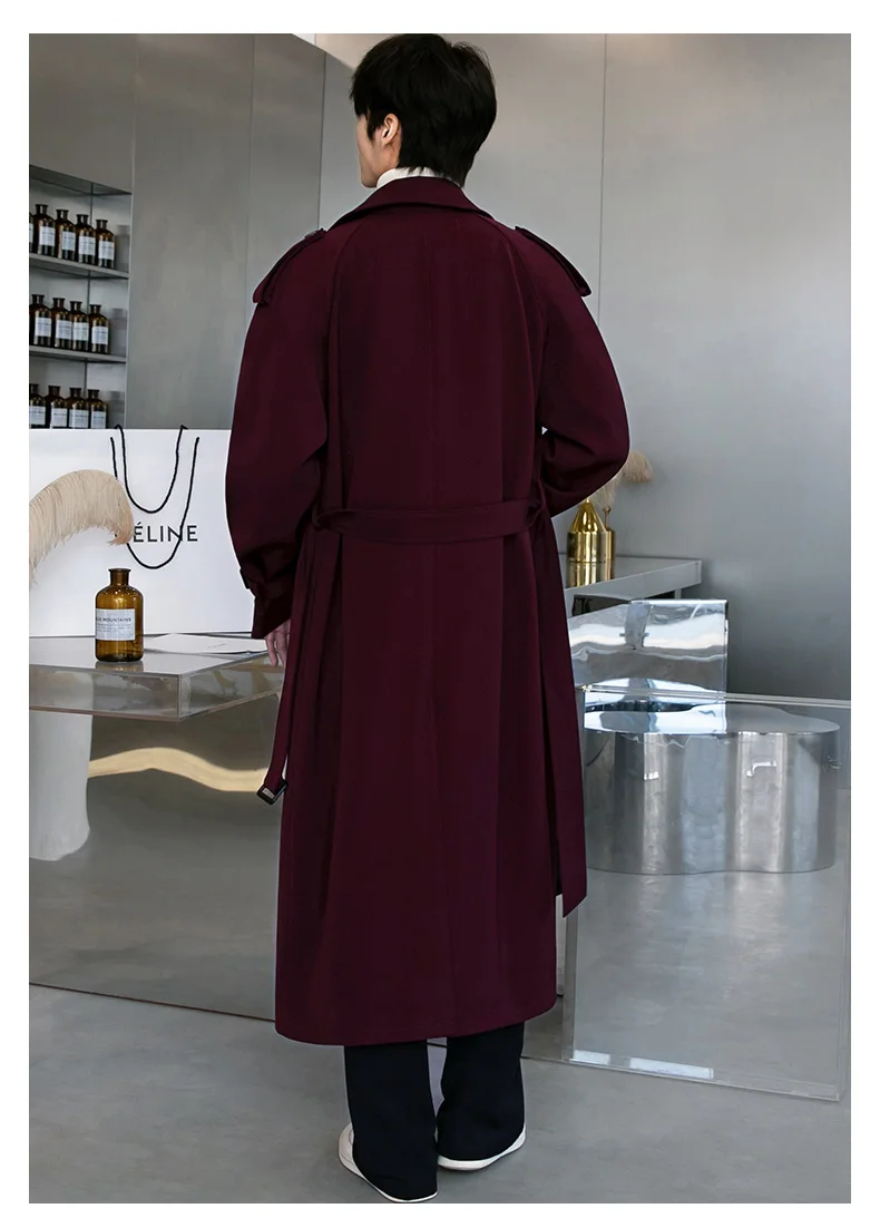 Autumn Winter Men's Trench Wine Jackets for Men Smart Casual