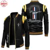 Contrast color leather jacket Ford Mustang car logo retro washed pu leather jacket windproof men's autumn and winter warm velvet 5