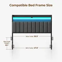 Headboard for Full Size Bed w/ Storage, 60,000 DIY Color of LED Light, Head Board with USB & Type C Port, Height Adjustable 2