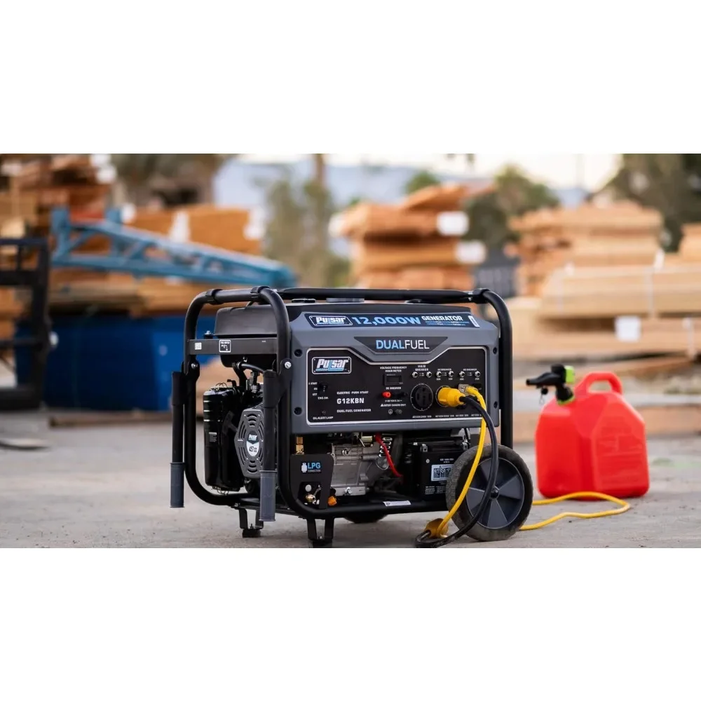 g12kbn-sg heavy duty portable dual fuel generator - 9500 rated watts & 12000 peak watts ， gas & lpg ， electric start ， transfer