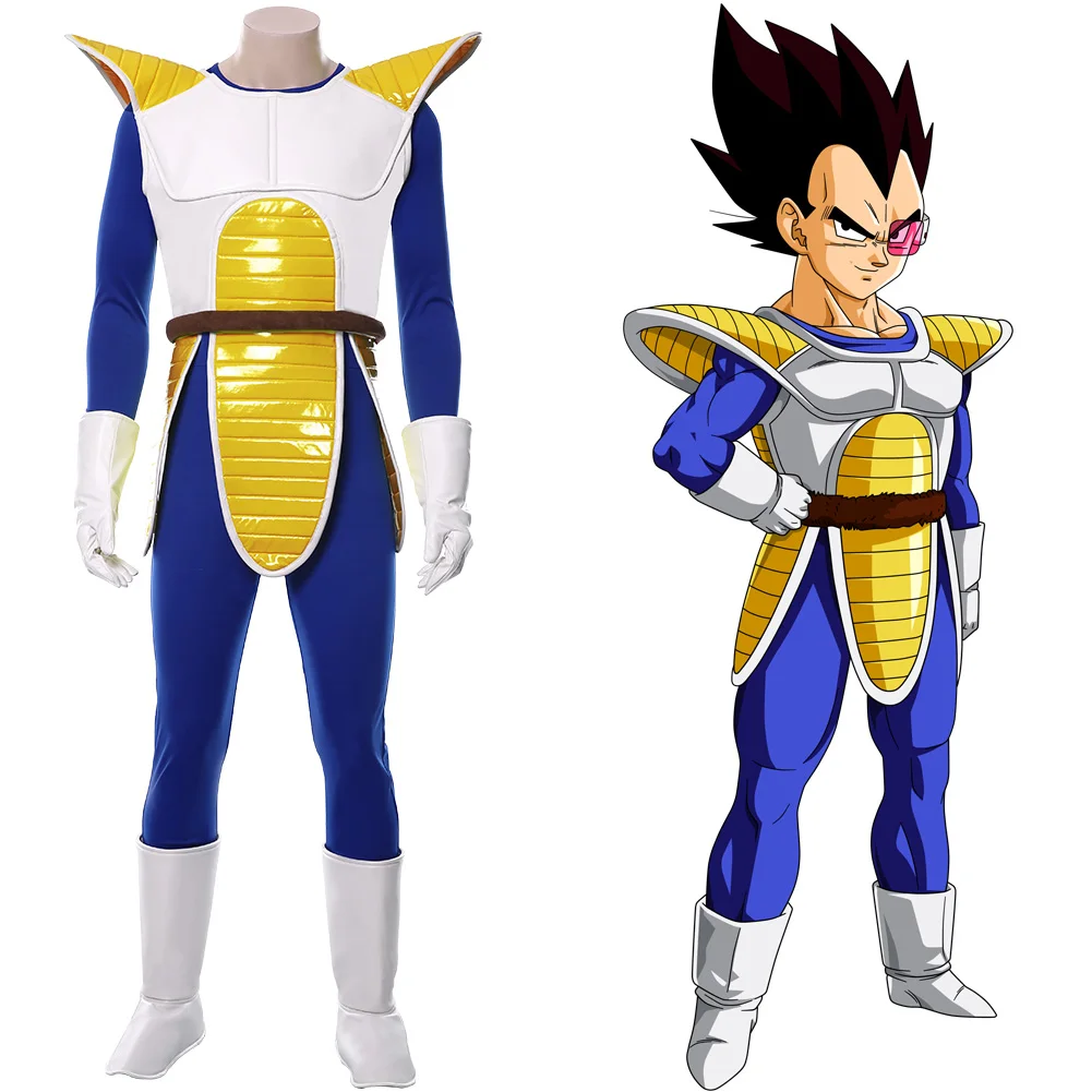 Baby Kids Adult Suit Filho Goku Majin Vegeta Cosplay Fantasia Anime  Super-herói Macacão Cabelo Preto Fantasia de Halloween