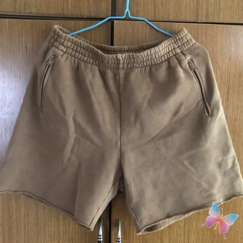 

Blank Kanye Season6 Shorts High Quality Fleece Elastic Waist Zip Pocket Pants for Men Women Fast Shipping