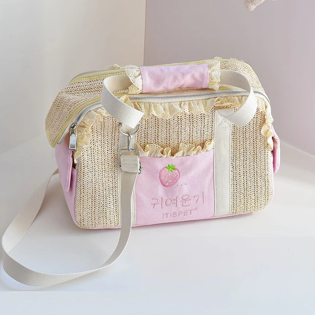 

Small Dog Carriers & Bags Portable Pet Sling Outing Bag Korean Ins Style Cute Pet Bag Sweet Lace Single Shoulder Crossbody Bag