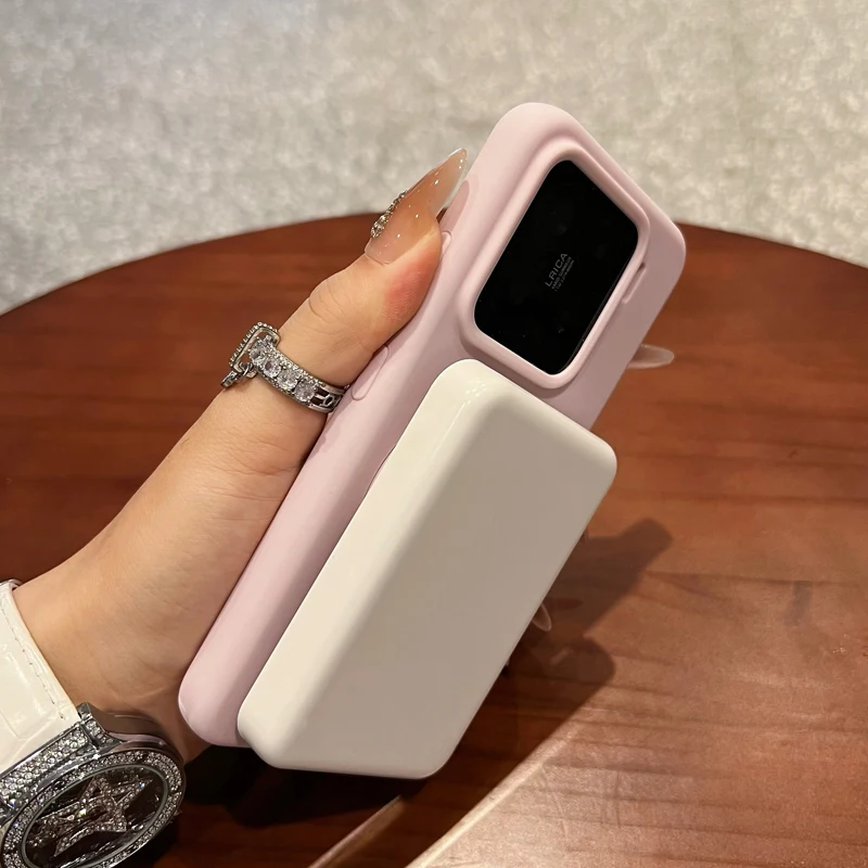 Luxury Liquid Silicone Phone Case with Metal Ring Stand and Shockproof Protection