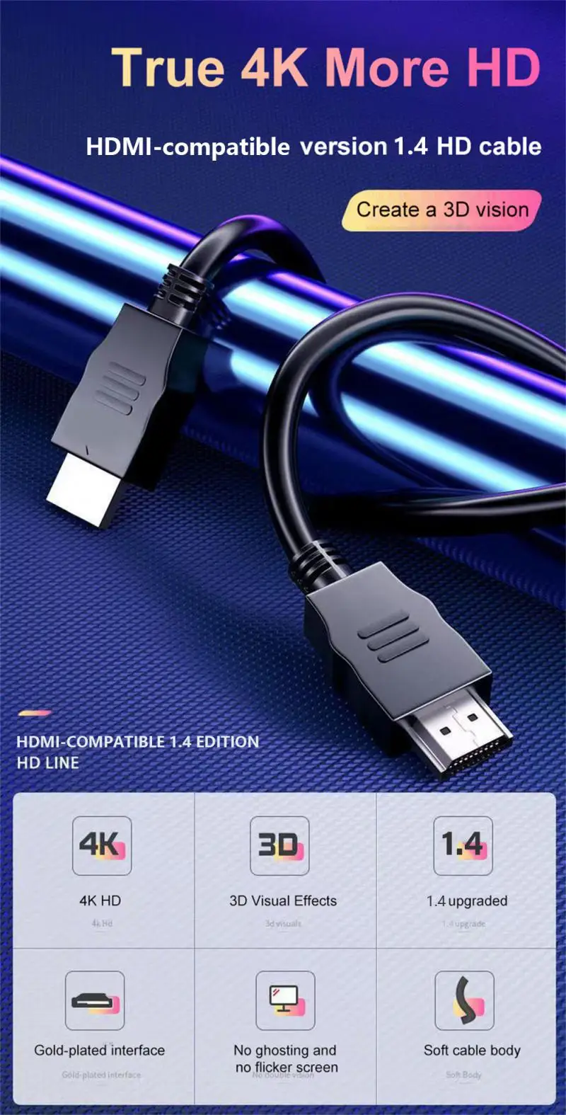 Audio Video Cables HDLINE Set-top Box TV Data Cable Version 1.4  Public-to-public Computer Monitor Video Connection - AliExpress