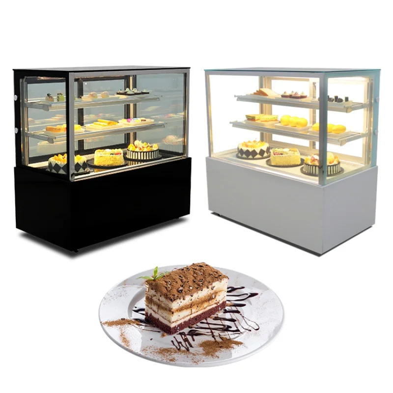 custom.White Black Cake Display Cooler With Glass Air Cooling Square Cake Display Vegetable Fruit Wine Refrigerator