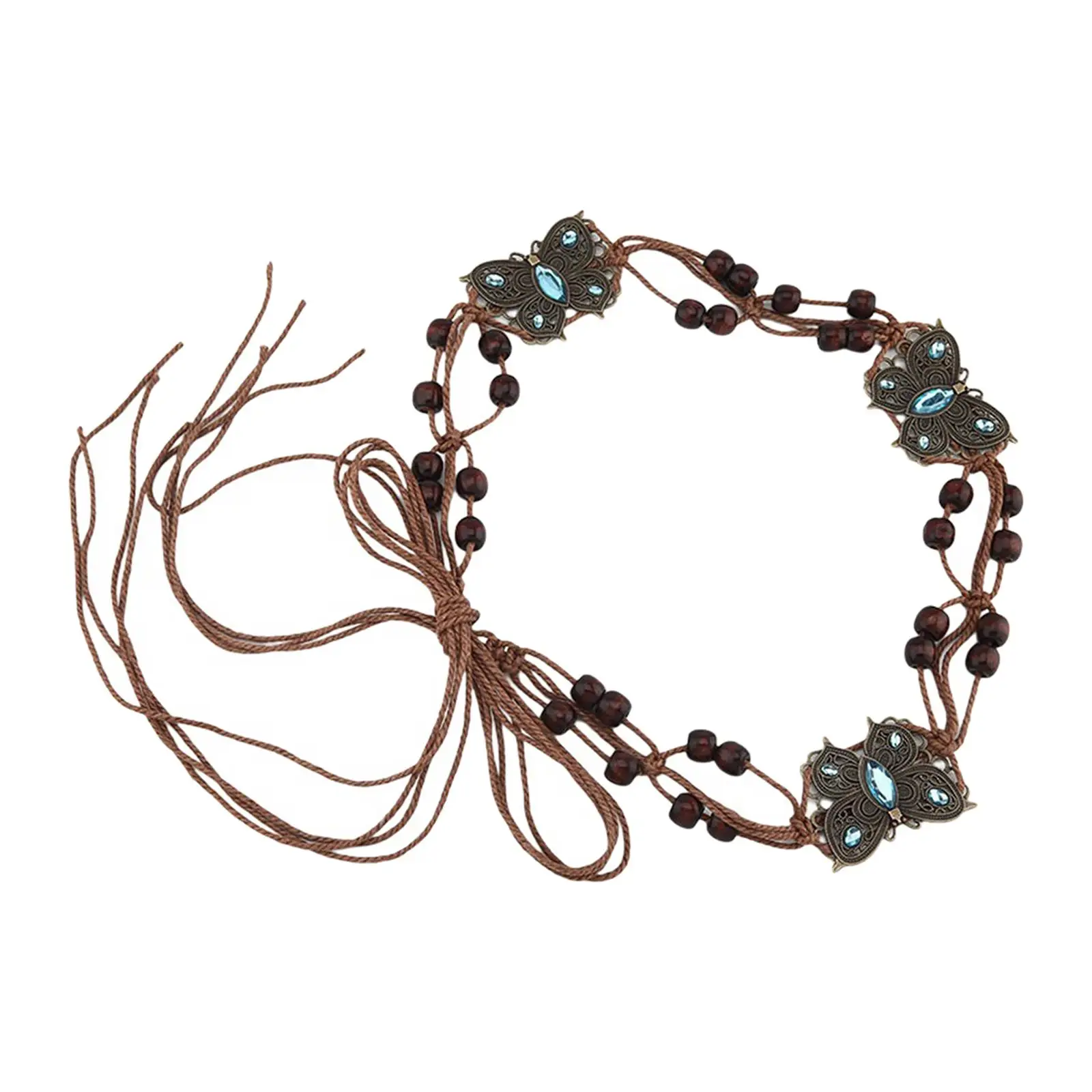 

Boho Belt Fashion Waist Dress Band Wooden Beads Dress Belt Decorative Belt