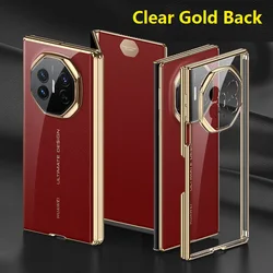 Magnetic Hinged Clear Back Protective Soft Cover Case for Huawei Mate XT Ultimate (Gold)