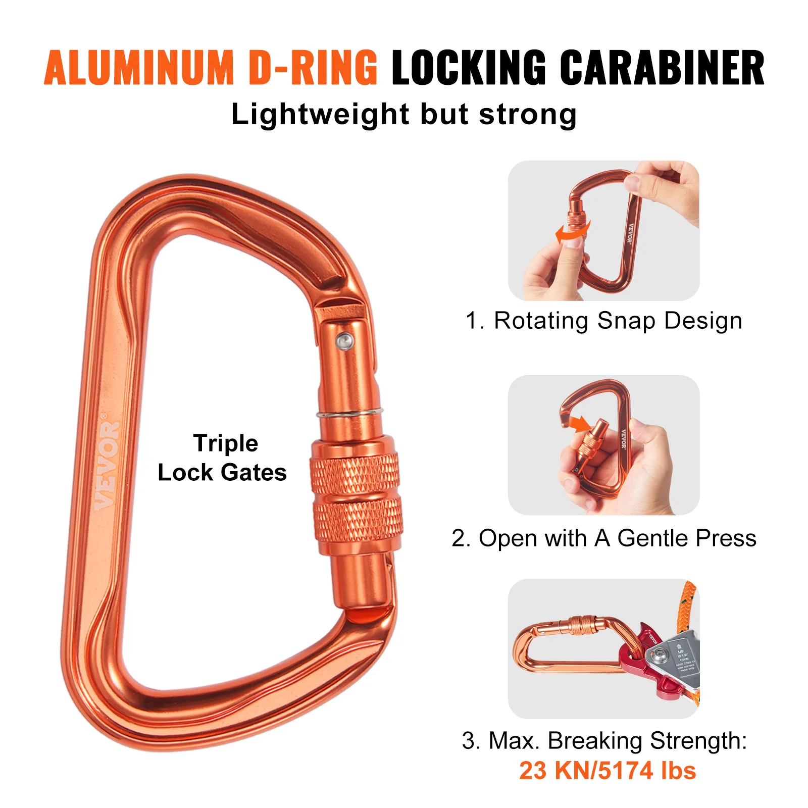 VEVOR 16/12.7mm Steel Core Flipline Arborist Flipline for Tree Climbing 30KN Breaking Tension for Fall Protection Tree Climber