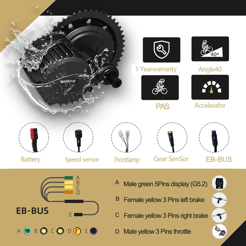 Bafang 전기 자전거 변환 키트, 750W 모터, 48V 17.5AH 52V 17.5AH 배터리, 강력한 BBS02B 전기 자전거 미드 드라이브 엔진 부품