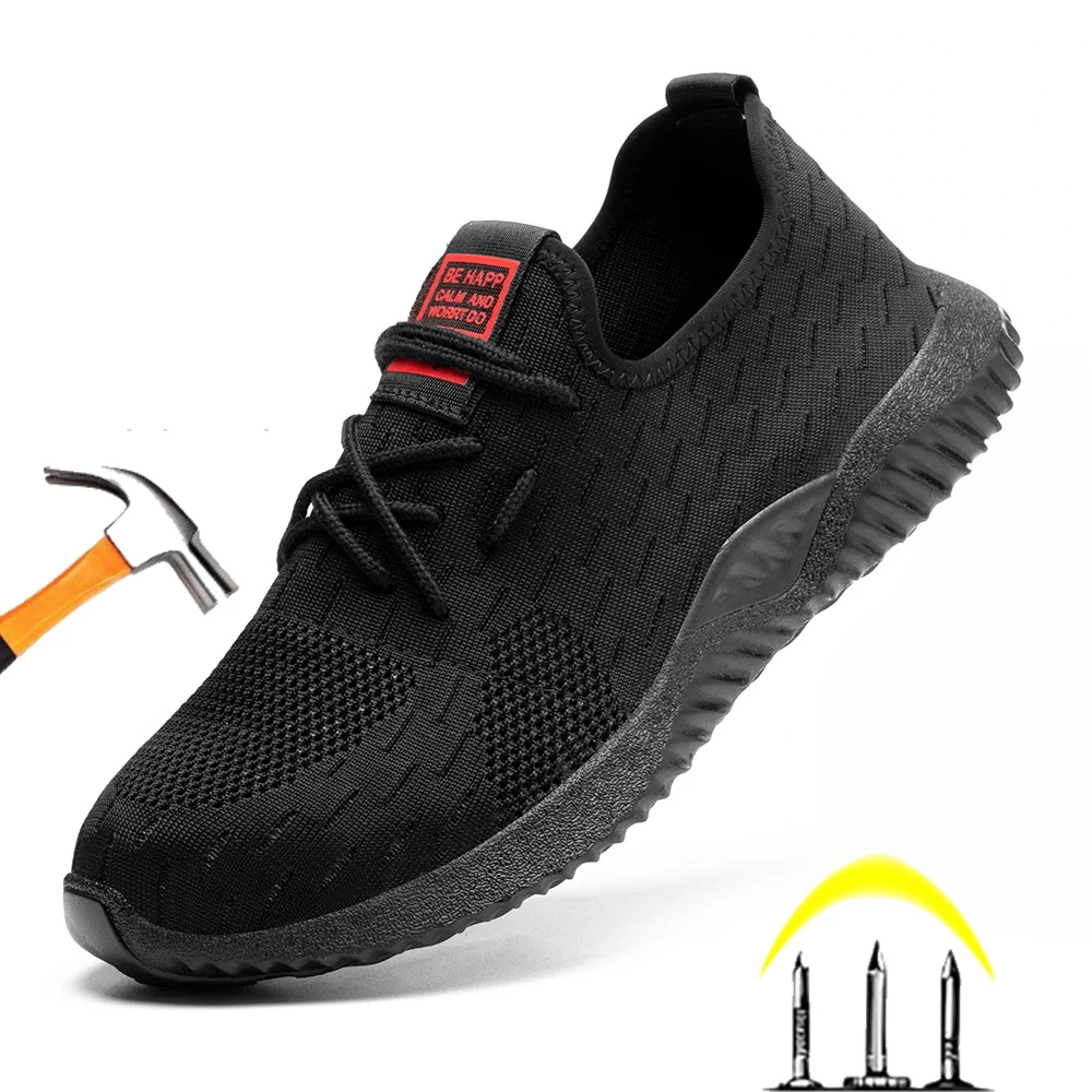 

New Styles Men Safety Boots With Steel Toe Work Boots Cap Anti-smash Work Sneakers Safety Shoes Men Indestructible Hiking Shoes