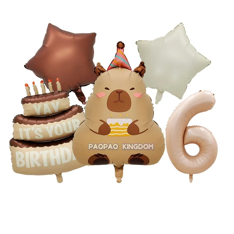 Niedliches Capybara-Set Cartoon Aluminiumfolienballon Babyparty Kindergeburtstag Hochzeitsfeier Dekorationen Zubehör – Detail 6