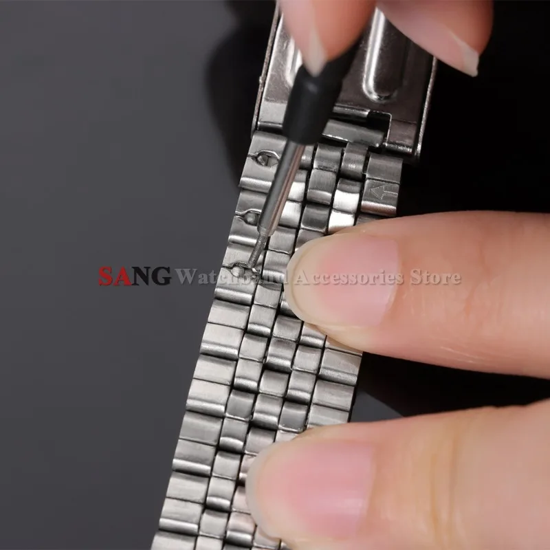 Silver Stainless Steel Folding Clasp Watch Band Strap - Fashionable Business Bracelet