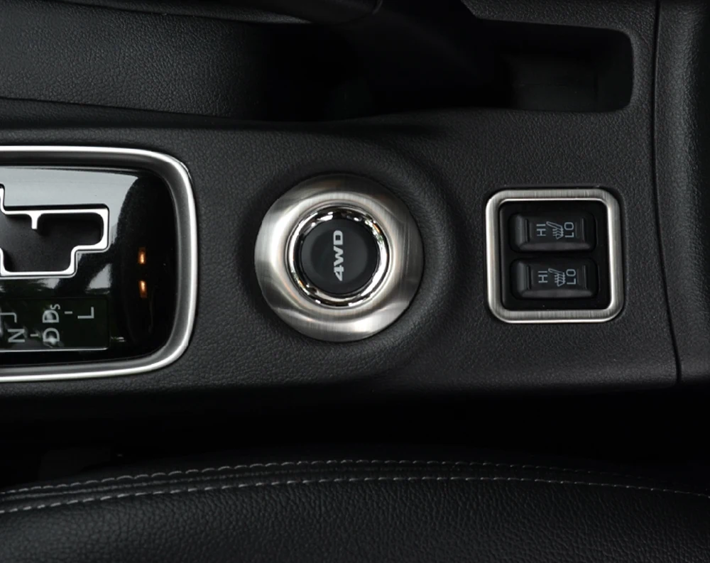 Stainless Steel 4WD button decoration For Mitsubishi Outlander 2013 2014 2015 auto accessories car moulding decoration