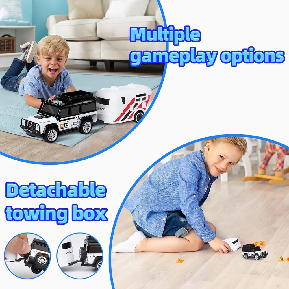 Mini RC Car 2.4Ghz 1:64 Adjustable Speed Mini Alloy Off-Road Remote Control Trailer Vehicle Gift Toys for Kids 6