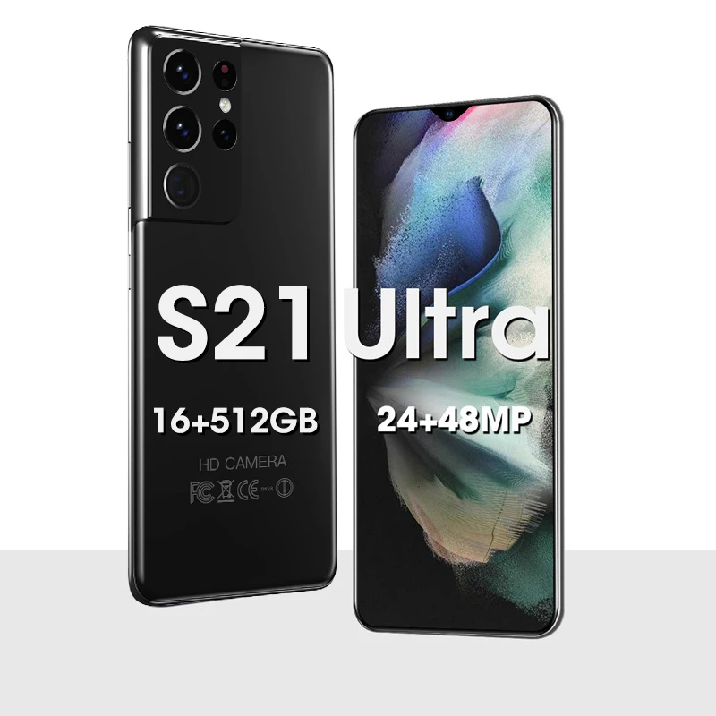 New Android Smartphones S21 Ultra 16+512GB 6800mAh Unlocked Mobile Phones 6.7 Inch Celulares Global Version 5G CellPhones the best 5g cell phone