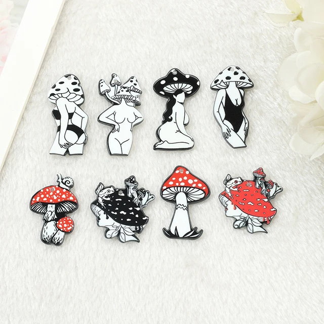 8Pcs Goth Mushroom Charms Bikini Girl Swimsuit Cartoon Figure Jewelry  Findings Earring Pendant Necklace DIY Making - AliExpress