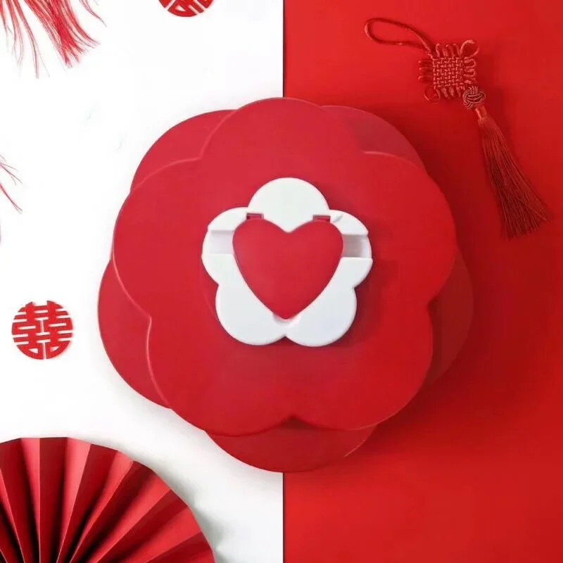 2-layer Rotating Petal Candy Box Plastic Snack Tray Case Nut Storage  Rotation Dried Fruit Plate Wedding Gift Home Organizer 4