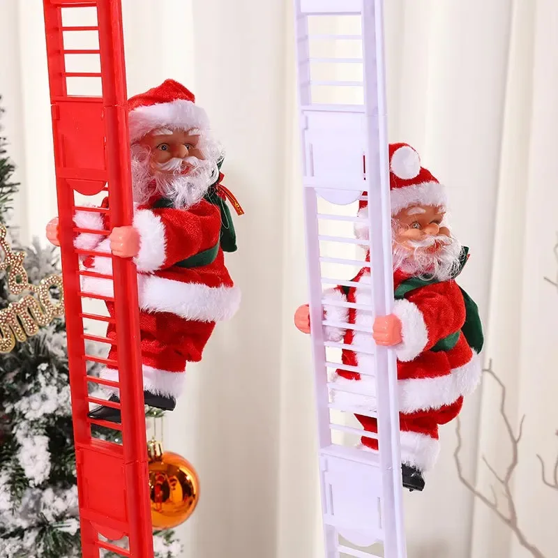 

Electric Climbing Ladder Santa Claus NewYear Gift Christmas Ornament Decoration For Home Christmas Tree Hanging Decor With Music