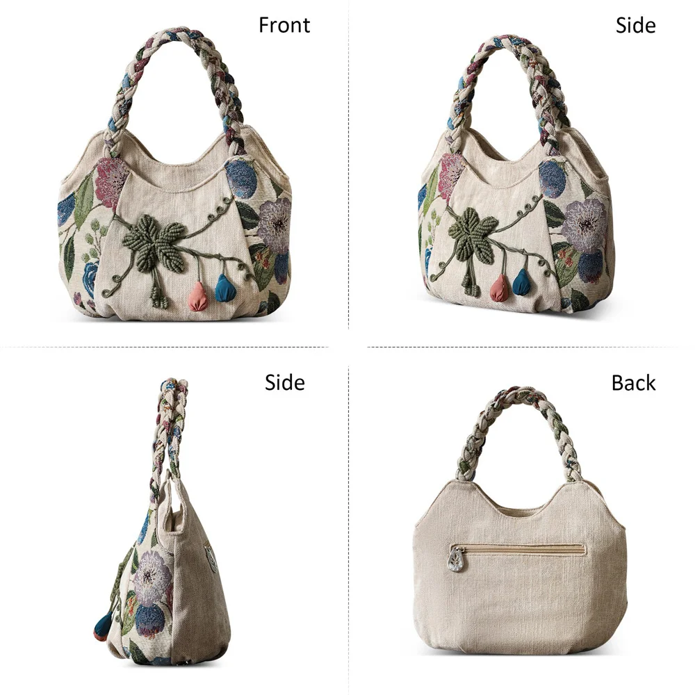 MOTAORA Women Handbags Vintage Canvas Bag Ladies Canvas Handbag Casual 2024 Woven Small Handbag Fabric Gout Craft Female Handbag