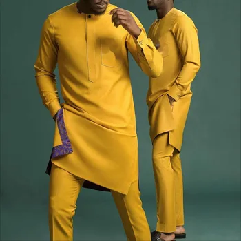 Tunji Round Neck Long Sleeved Dashiki Shirt and Pant