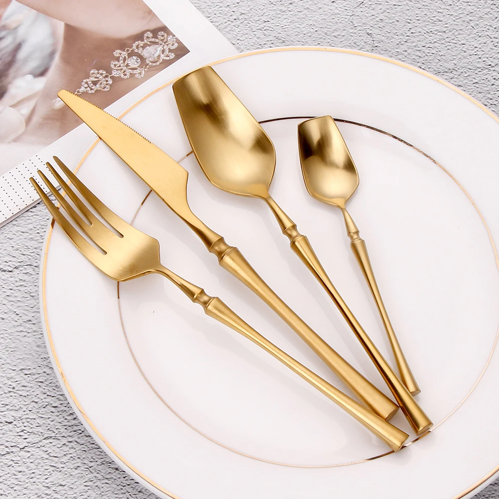 Gold Cutlery Set 89 Pieces Set, Tableware Gold Cutlery Set, Gold Flatware  Set 89 Pieces, Gold Knife and Spoon Set 