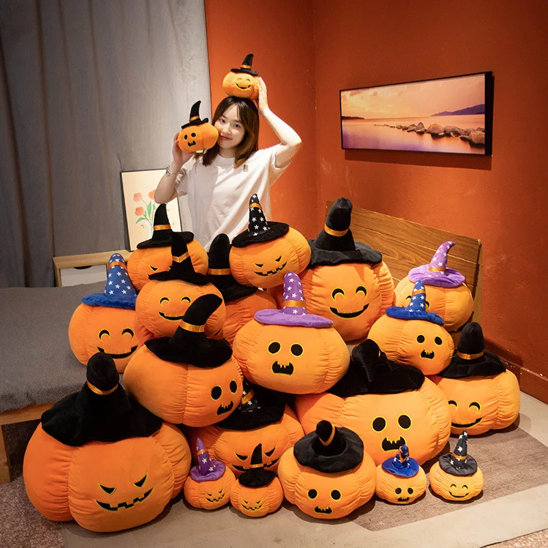 

20cm/35cm High Quality Pumpkin Shaped Pillow Soft Stuffed Ghost Pumpkin Doll Toy Halloween Decor Gifts