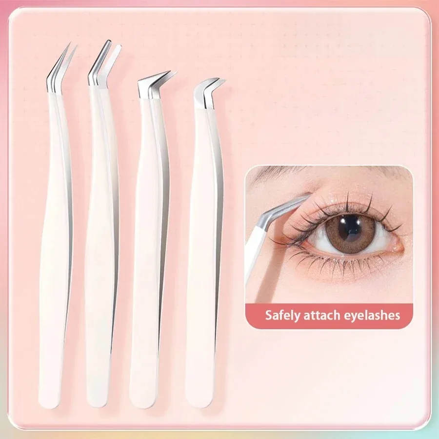 1 Pcs Eyelashes Tweezers Stainless Steel Superhard Tweezers High Precision Anti-static Tweezers for Eyelash Extensions
