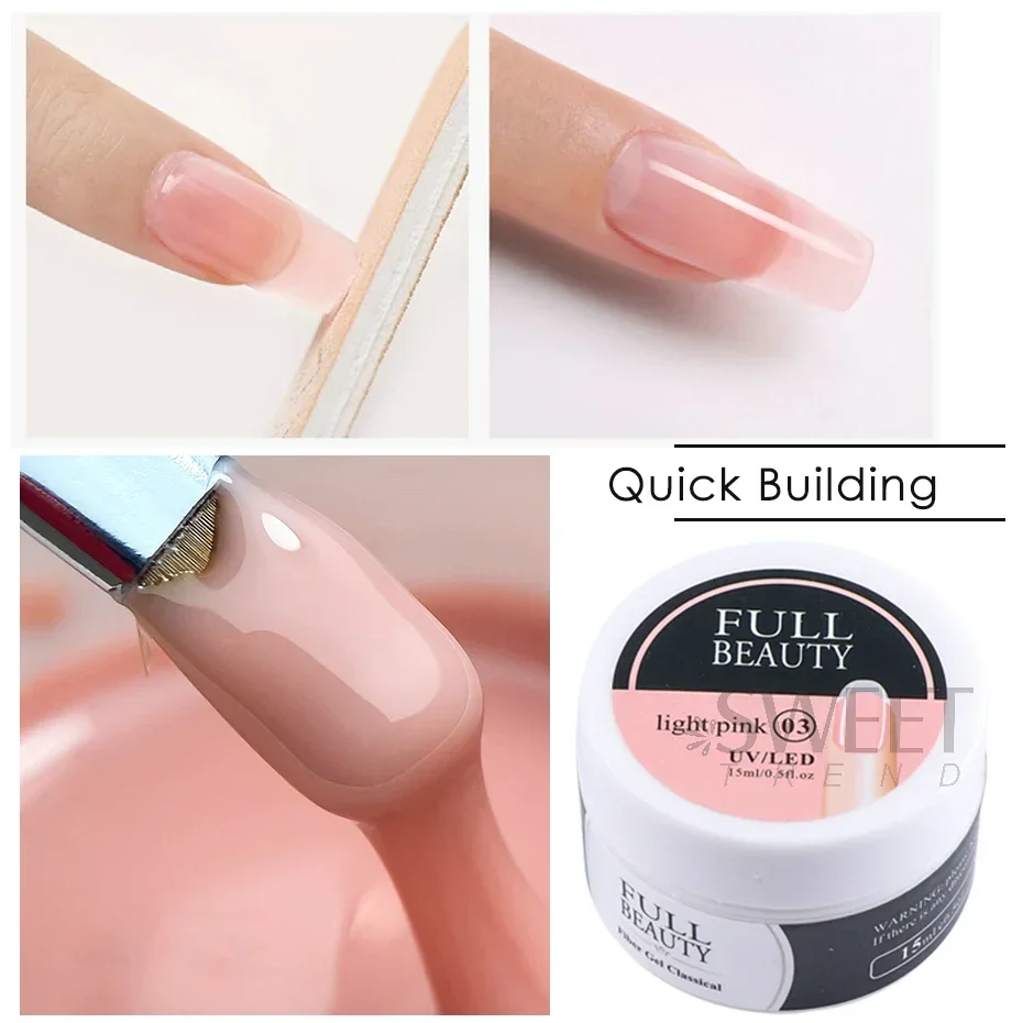 15ml Hard Jelly Extension Nail Gel Building Prolong Crystal Gel Pink Milky White UV Soak Off Construction Tool Manicure Supplies