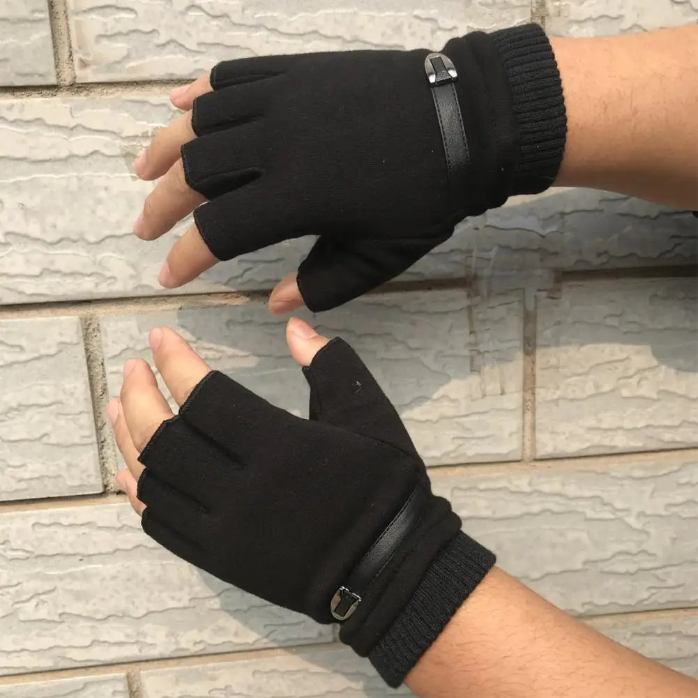 

Men Riding Gloves Men's Half Finger Faux Leather Riding Gloves Stylish Elastic Cuffs for Sports Climbing Fitness Driving Autumn