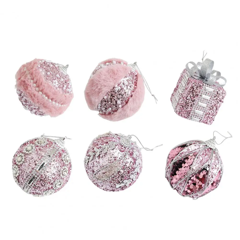 thumbnail image 1 of 1/6 piezas de bolas de Navidad con purpurina y lentejuelas para colgar en el árbol de Navidad, bolas irrompibles para decoración de fiestas, vacaciones y hogar, 1 of 5