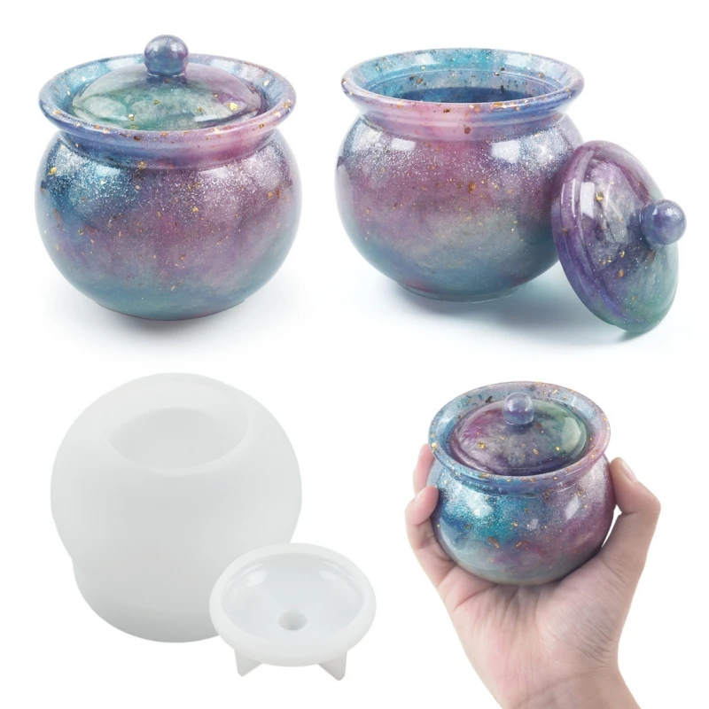 

DIY Storage Box Crystal Epoxy Resin Mold With Lid jar Mirror Silicone Mold