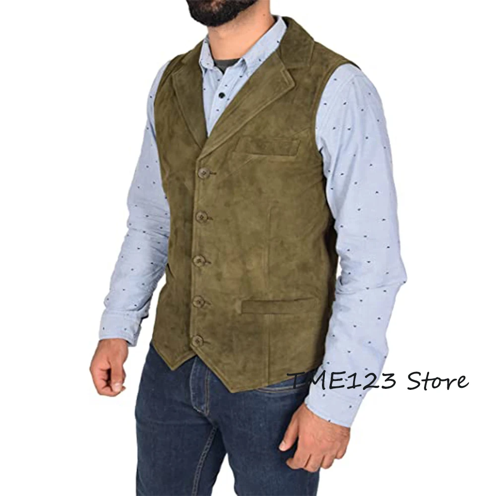 Men's Suit Vest Single-breasted Suede Vests Gentleman Punk Party Coat Sleeveless Jacket chaleco hombre