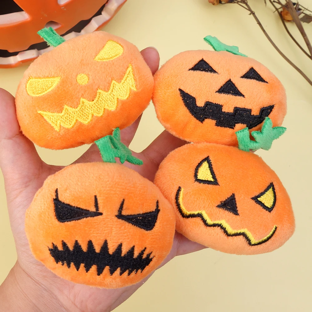 4/1PCS Halloween Pumpkin Pet Biting Toys Funny Soft Plush Dog Tooth Grinding Ball Can Make Sounds Dog Training Toys Pet Products 6