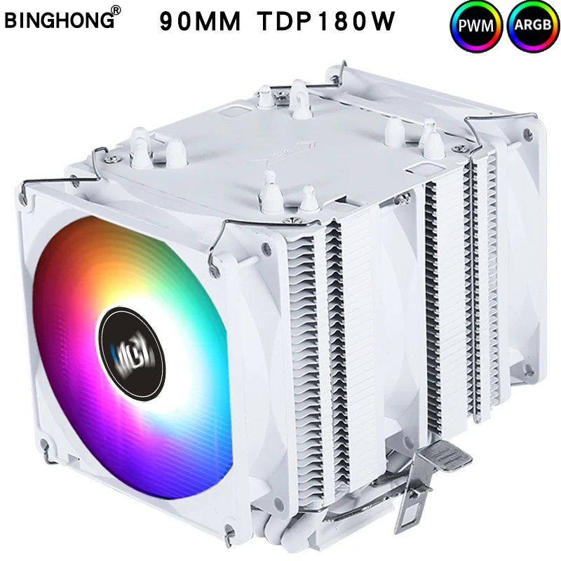 Pure Copper6 Tubo de Calor Torre Dupla Tampado Cpu Radiador 3pin 90 mm Refrigeração Silenciosa Fan775 1155 1366 Amd3 Am4 X79 X99 2011pc Cooler