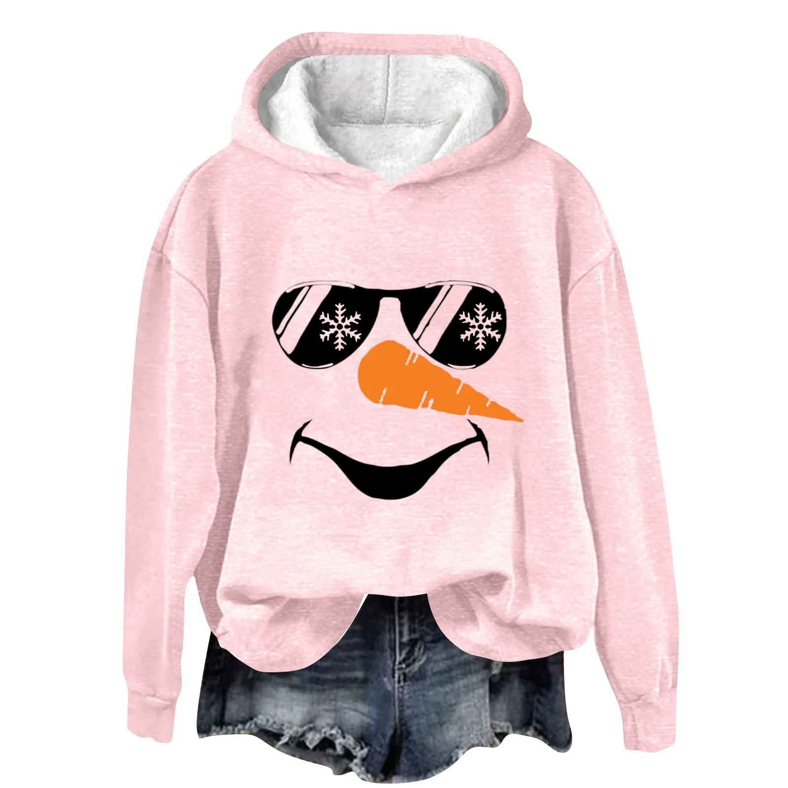

Women’S Solid Sweatshirt Autumn New Casual Long Sleeved Pullovers Fashion Christmas Funny Printed Winter Plush Warm Hoodies