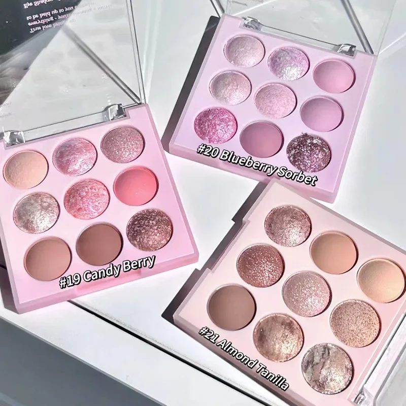Eye Shadow Plate Ice Cream Pearl Matte Rose Plate Lying Silkworm Powder Blusher Oatmeal Milk Tea Earth Cosmetics 9 Color