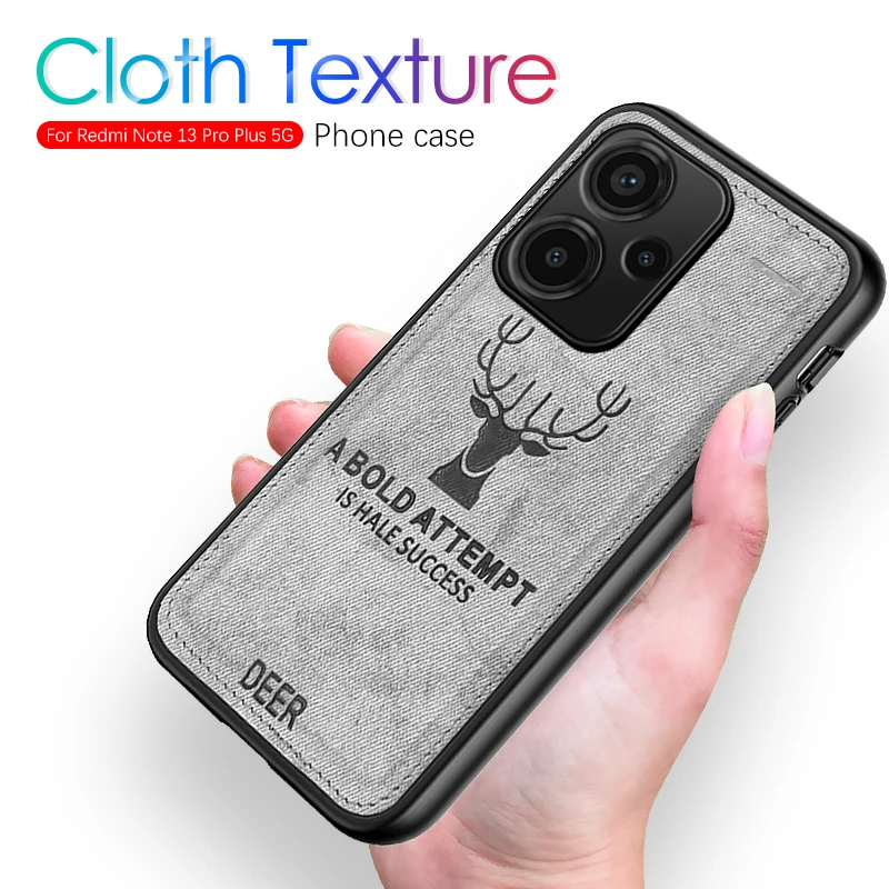 Deer Antler Pattern Cloth Texture Phone Shell Per Xiaomi Redmi Note 13 Pro Plus 5G Cover Antiurto Readmi Note13Proplus