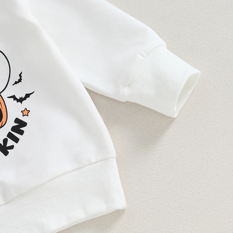 

Baby Boys Pants Set Long Sleeve Crew Neck Letters Print Sweatshirt Pumpkin Ghost Sweatpants Halloween Clothes