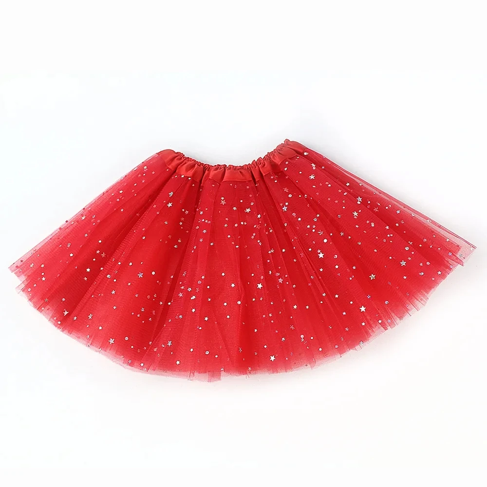 Ballet Tutu Skirt Kids Baby Star Glitter Dance Sequin 3 Layers Tulle Toddler Pettiskirt for Girl 2-8T
