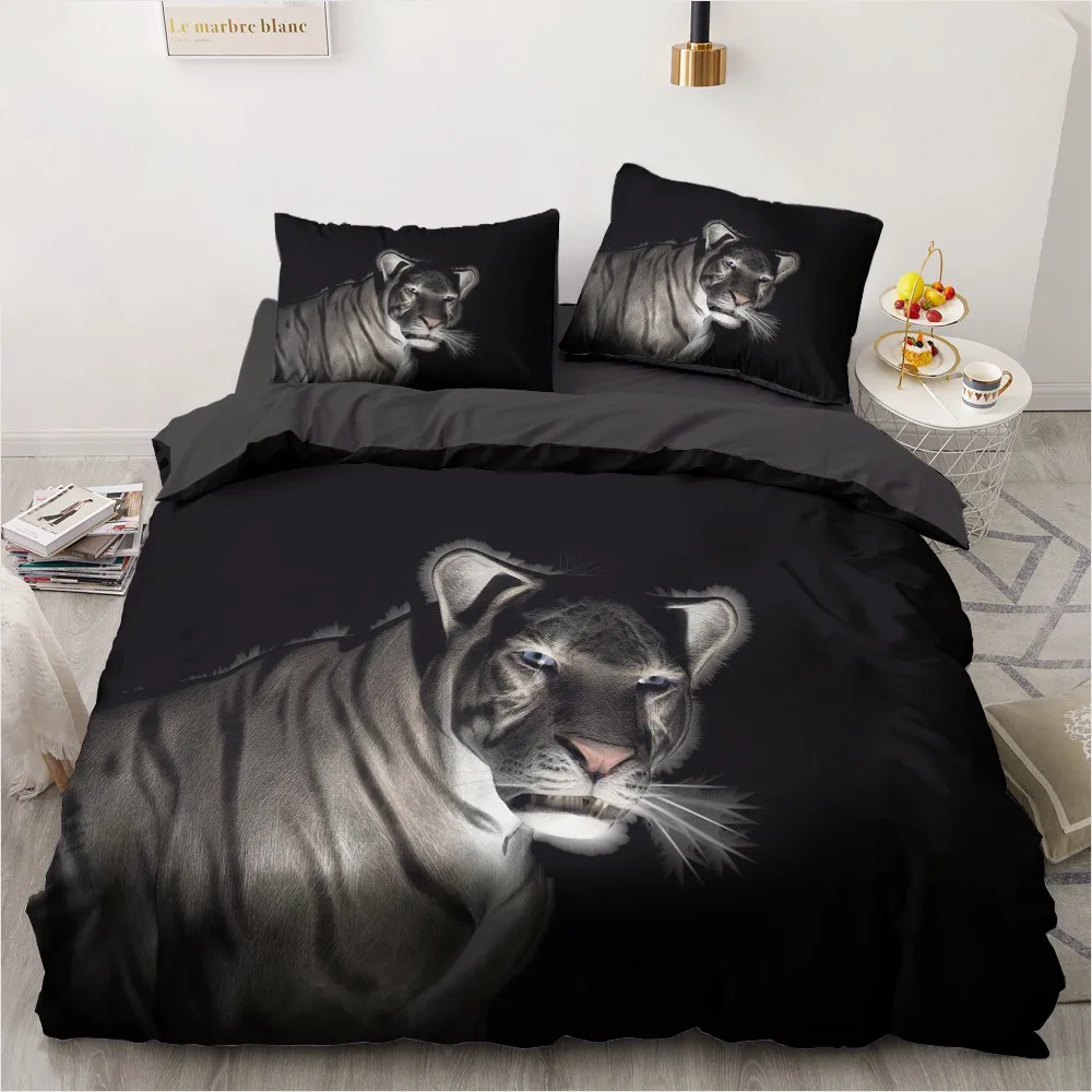 

3D Bedding Sets Leopard Black Quilt Cover Set Comforter Bed High-end Pillowcase King Queen Full Size 135*200 Home Texitle