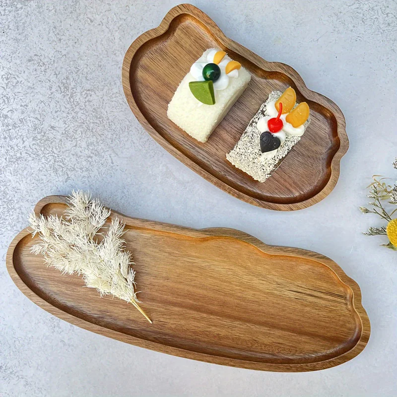 Japanese Style Wooden Tea Coffee Tray Fruit Dessert Candy Plate Food Dish Trays Tableware Wooden Food Tray