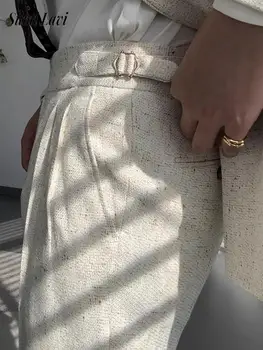 2025 Pantaloni casual primaverili Cintura vintage da uomo Pantaloni dritti a vita alta Napoli Pantaloni di lana da uomo pieghettati tinta unita moda 1