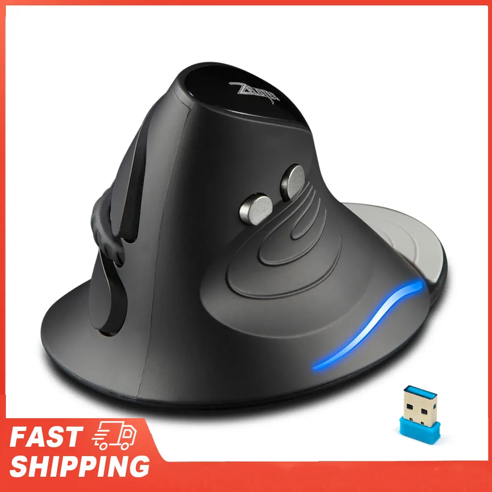 ZELOTES F-17 Ratones ópticos ergonómicos de 6 teclas Ratón vertical Ratón inalámbrico para juegos de 2,4 GHz con 3 DPI ajustables para PC y portátil