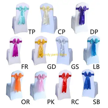 97qc chaise mariage en satin Sash Ribbon Bow Conjie noix pour le groupe boucle en boucle décorat 1