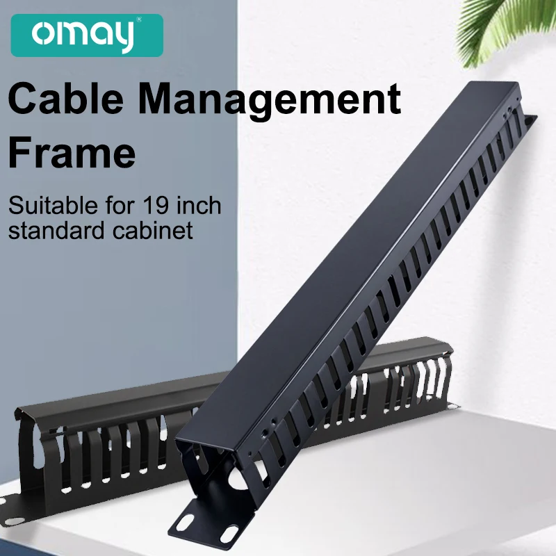 1U Network Cable Management Horizontal Mount 19 inch Server Rack , 12/24 Slot Metal Finger Duct Wire Organizer with Cover