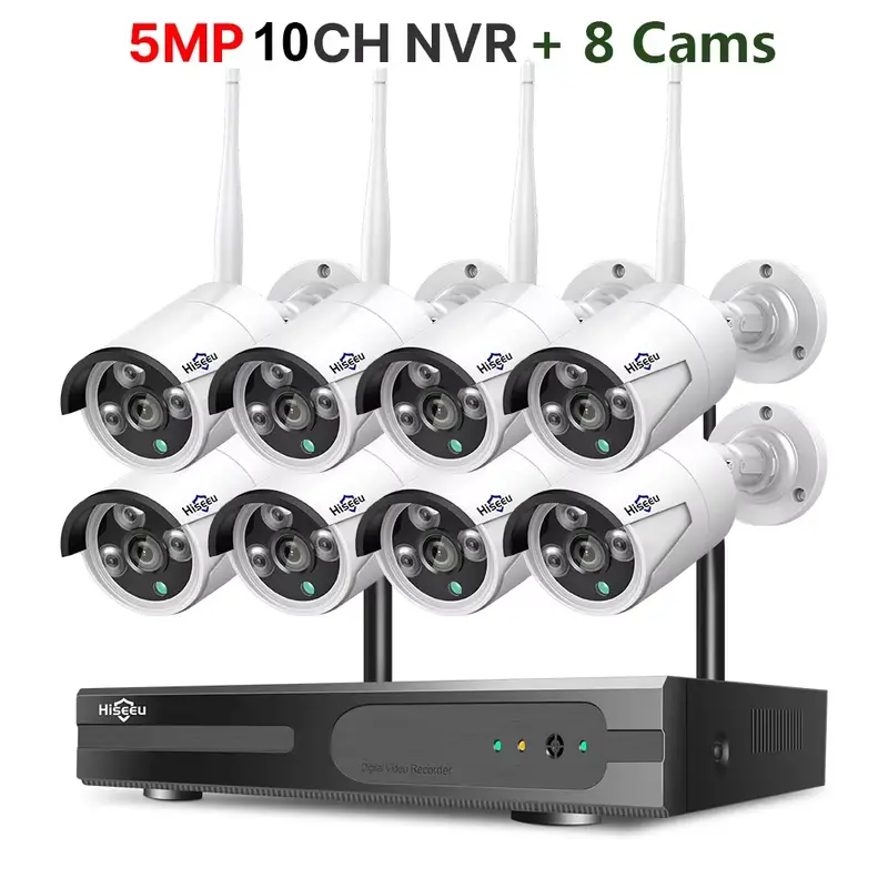 Hiseeu H.265+ 10CH NVR Wireless CCTV Exterior Camera Surveillance System 3/5MP WIFI PTZ IP Camera Set Security Bullet Camera Kit - Image 9