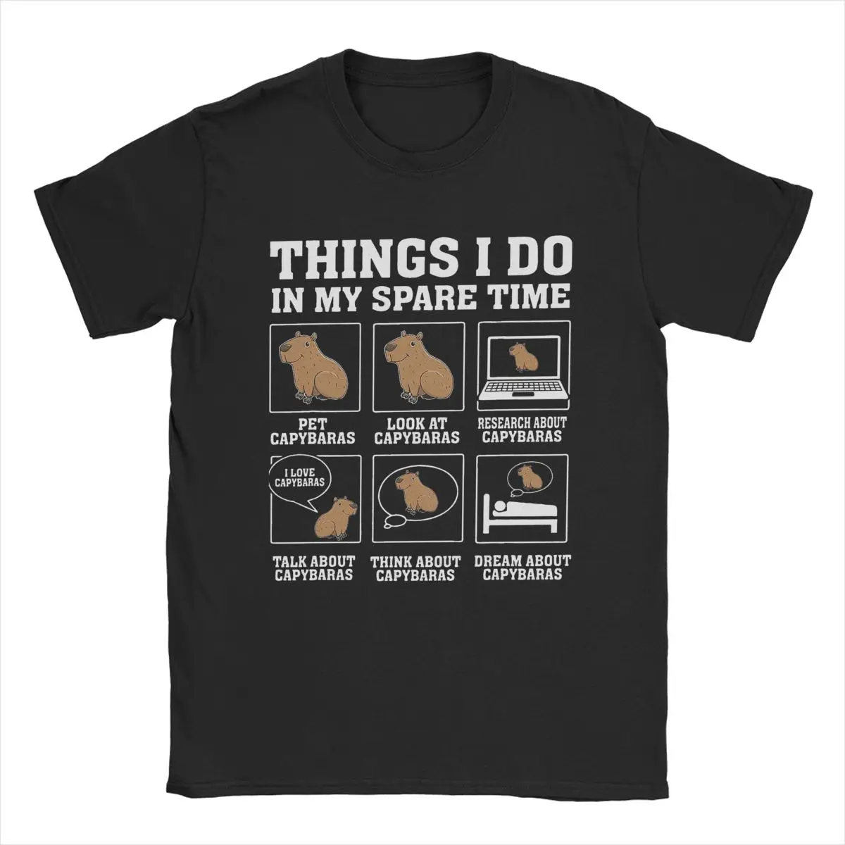

Awesome Things I Do In My Spare Time Capybara T-Shirts for Men O Neck Cotton T Shirts Short Sleeve Tees Summer Clothing